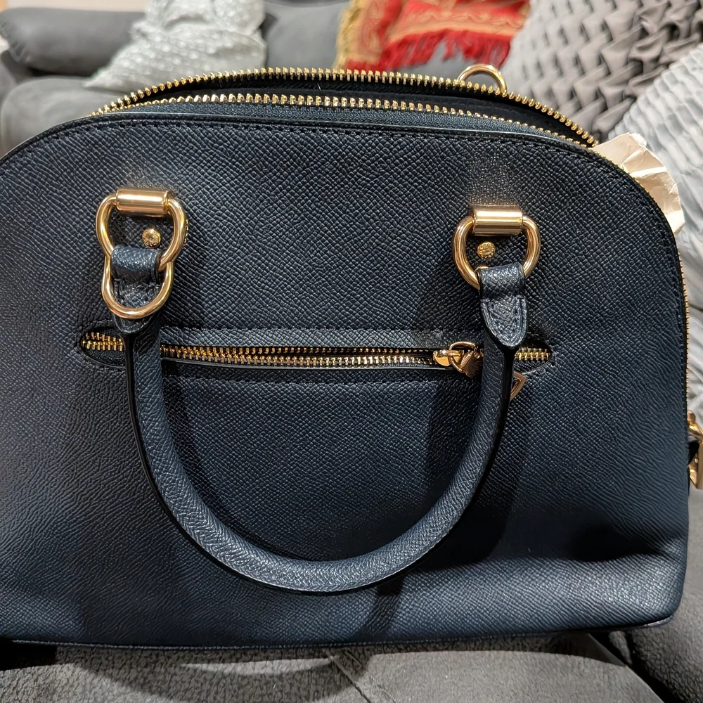Coach Midnight Katy Pebbled Leather Carry All Satchel Crossbody Bag